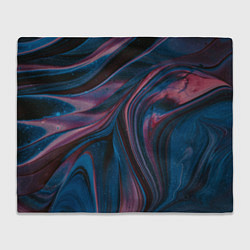Плед флисовый Абстрактные фиолетовые и синие волны с блёстками, цвет: 3D-велсофт