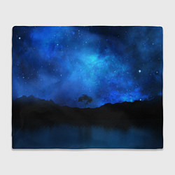 Плед флисовый Звездное небо и одинокое дерево, цвет: 3D-велсофт