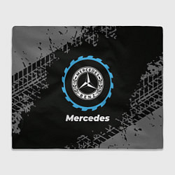 Плед флисовый Mercedes в стиле Top Gear со следами шин на фоне, цвет: 3D-велсофт