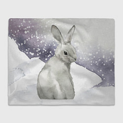 Плед флисовый Милый кролик на снегу, цвет: 3D-велсофт