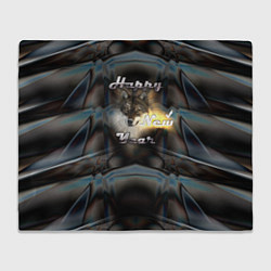 Плед флисовый Happy New Year - волк, цвет: 3D-велсофт