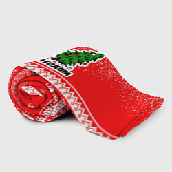 Плед флисовый С новым годом - котик и ёлка, цвет: 3D-велсофт — фото 2