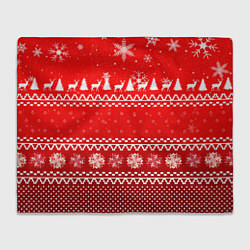 Плед флисовый Узор с оленями и ёлками, цвет: 3D-велсофт