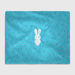 Плед флисовый Белый кролик на голубом - символ 2023, цвет: 3D-велсофт