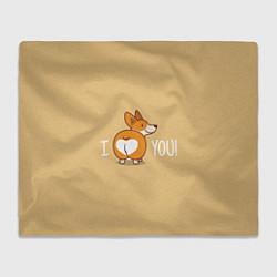 Плед флисовый I love you - корги, цвет: 3D-велсофт
