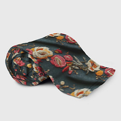 Плед флисовый Эффект вышивки разные цветы, цвет: 3D-велсофт — фото 2