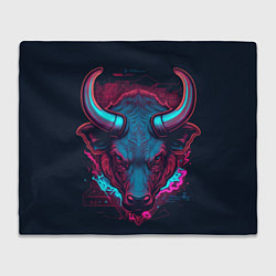 Плед флисовый Неоновый бык, цвет: 3D-велсофт