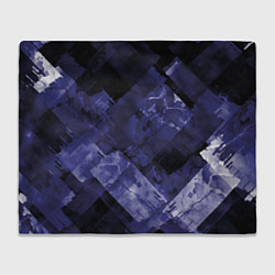 Плед флисовый Синие, чёрные и белые полоски, цвет: 3D-велсофт