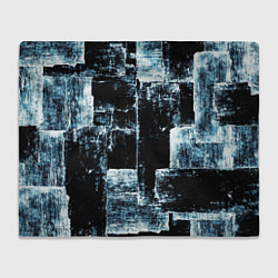 Плед флисовый Голубой, чёрный и белый абстракт, цвет: 3D-велсофт