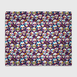 Плед флисовый Черепа абстрактный многоцветный узор, цвет: 3D-велсофт
