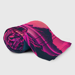 Плед флисовый Синтвейв закат и автомобиль, цвет: 3D-велсофт — фото 2