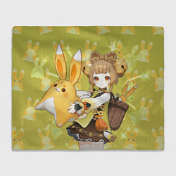 Плед флисовый Яо Яо и кролик, цвет: 3D-велсофт