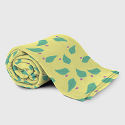 Плед флисовый Лист и букашка на желтом фоне орнамент, цвет: 3D-велсофт — фото 2