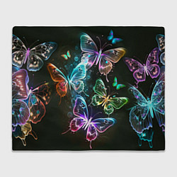 Плед флисовый Неоновые дикие бабочки, цвет: 3D-велсофт