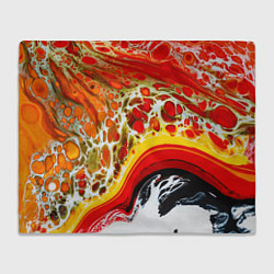 Плед флисовый Брызги краски - красные, оранжевые разводы, цвет: 3D-велсофт
