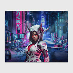Плед флисовый Demon Oni - cyberpunk, цвет: 3D-велсофт