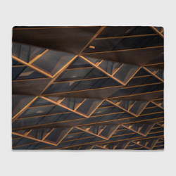 Плед флисовый Объёмные оранжевые линии и серые фигуры, цвет: 3D-велсофт