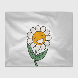 Плед флисовый Весёлый цветок ромашка, цвет: 3D-велсофт