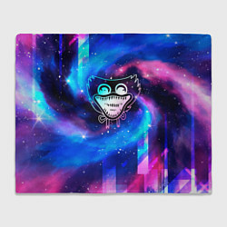 Плед флисовый Poppy Playtime неоновый космос, цвет: 3D-велсофт