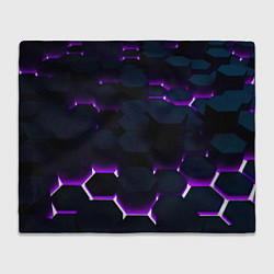 Плед флисовый Неоновые соты с подсветкой, цвет: 3D-велсофт