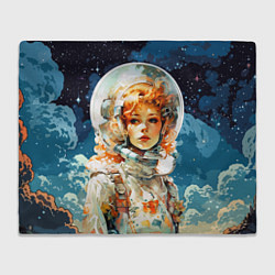 Плед флисовый Рыжая девушка космонавт, цвет: 3D-велсофт