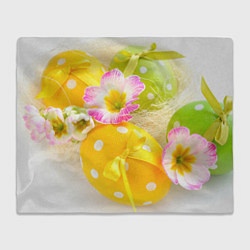 Плед флисовый Пасхальные яйца и цветы, цвет: 3D-велсофт