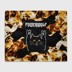 Плед флисовый Powerwolf рок кот и огонь, цвет: 3D-велсофт