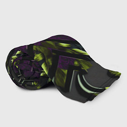 Плед флисовый Зеленые листья и фиолетовые вставки, цвет: 3D-велсофт — фото 2