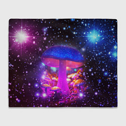 Плед флисовый Звезды и неоновые светящиеся грибы, цвет: 3D-велсофт