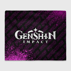 Плед флисовый Genshin Impact pro gaming: надпись и символ, цвет: 3D-велсофт