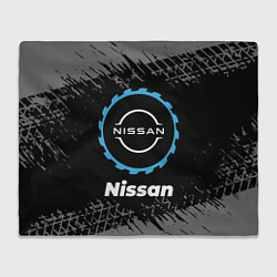 Плед флисовый Nissan в стиле Top Gear со следами шин на фоне, цвет: 3D-велсофт