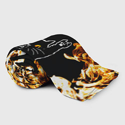 Плед флисовый Joy Division рок кот и огонь, цвет: 3D-велсофт — фото 2