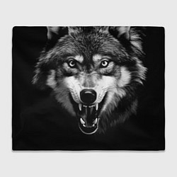 Плед флисовый Агрессивный атакующий волк, цвет: 3D-велсофт