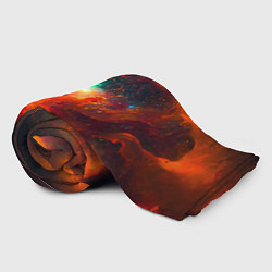 Плед флисовый Небула в космосе в оранжевых тонах - нейронная сет, цвет: 3D-велсофт — фото 2