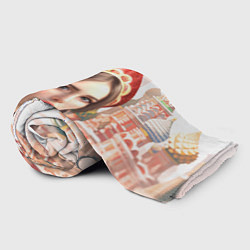 Плед флисовый Девушка в кокошнике с косой - кремль, цвет: 3D-велсофт — фото 2