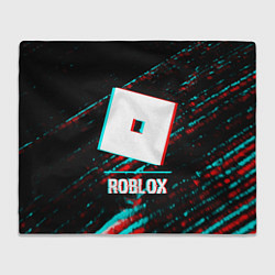 Плед флисовый Roblox в стиле glitch и баги графики на темном фон, цвет: 3D-велсофт