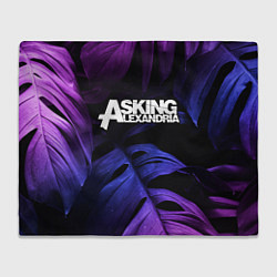 Плед флисовый Asking Alexandria neon monstera, цвет: 3D-велсофт