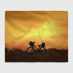 Плед флисовый Велосипед на закате, цвет: 3D-велсофт