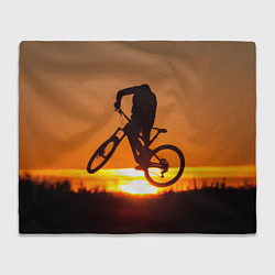 Плед флисовый Велосипедист на закате, цвет: 3D-велсофт