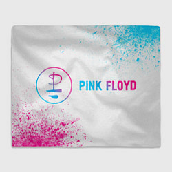 Плед флисовый Pink Floyd neon gradient style: надпись и символ, цвет: 3D-велсофт