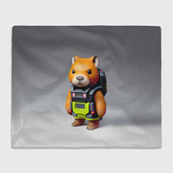 Плед флисовый Кроха-капибара - киберпанк - нейросеть, цвет: 3D-велсофт