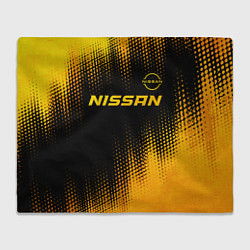 Плед флисовый Nissan - gold gradient: символ сверху, цвет: 3D-велсофт