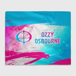 Плед флисовый Ozzy Osbourne neon gradient style: надпись и симво, цвет: 3D-велсофт