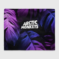 Плед флисовый Arctic Monkeys neon monstera, цвет: 3D-велсофт