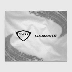 Плед флисовый Genesis speed на светлом фоне со следами шин: надп, цвет: 3D-велсофт