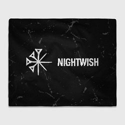 Плед флисовый Nightwish glitch на темном фоне: надпись и символ, цвет: 3D-велсофт