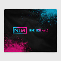 Плед флисовый Nine Inch Nails - neon gradient: надпись и символ, цвет: 3D-велсофт