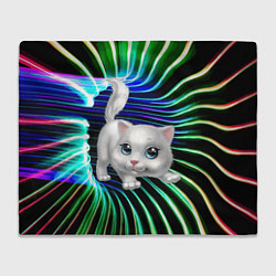 Плед флисовый Милая кошечка в космическом портале, цвет: 3D-велсофт