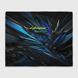 Плед флисовый Cyberpunk 2077 phantom liberty blue logo, цвет: 3D-велсофт