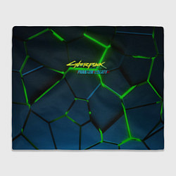 Плед флисовый Cyberpunk 2077 phantom liberty green neon, цвет: 3D-велсофт